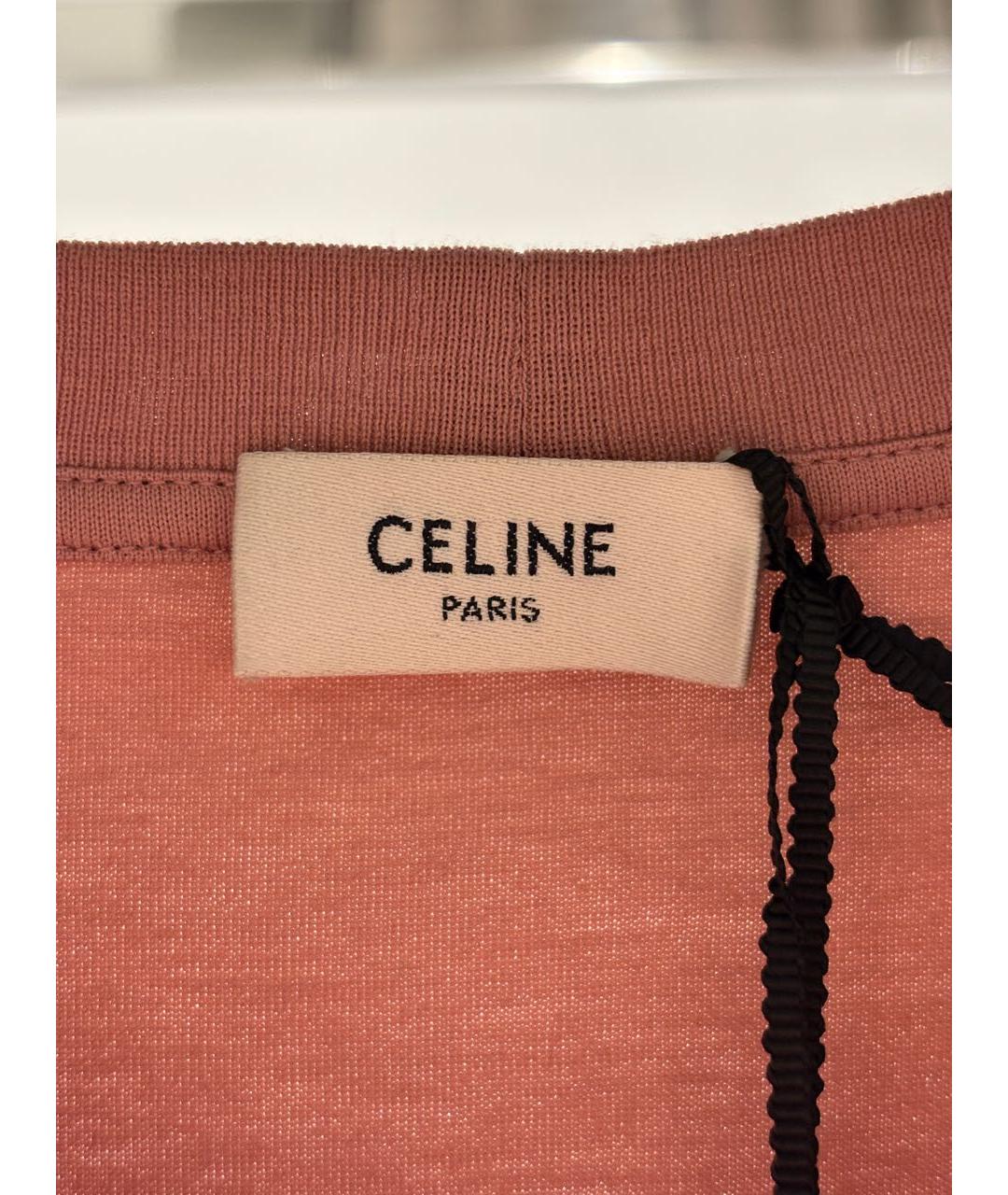 CELINE Розовая хлопковая футболка, фото 3