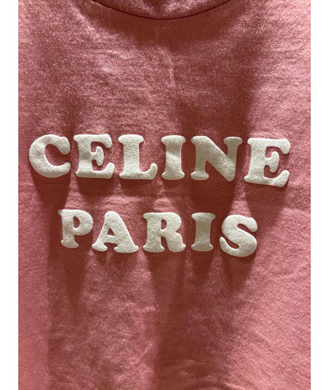 CELINE Розовая хлопковая футболка, фото 2