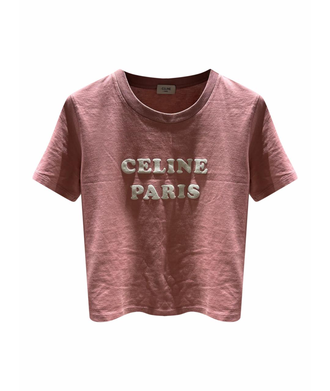 CELINE Розовая хлопковая футболка, фото 1