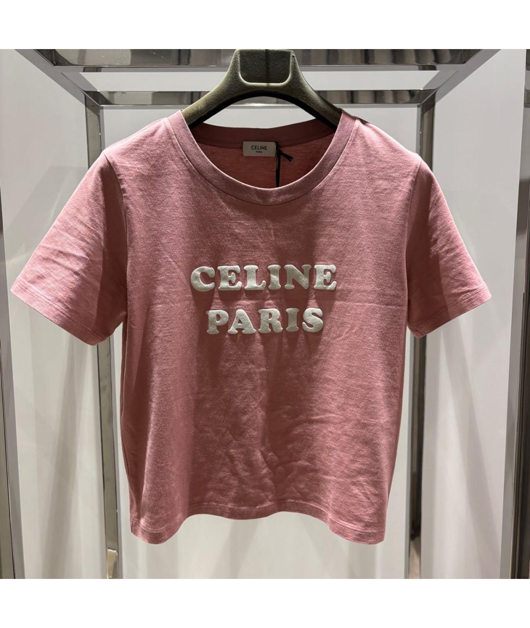 CELINE Розовая хлопковая футболка, фото 6