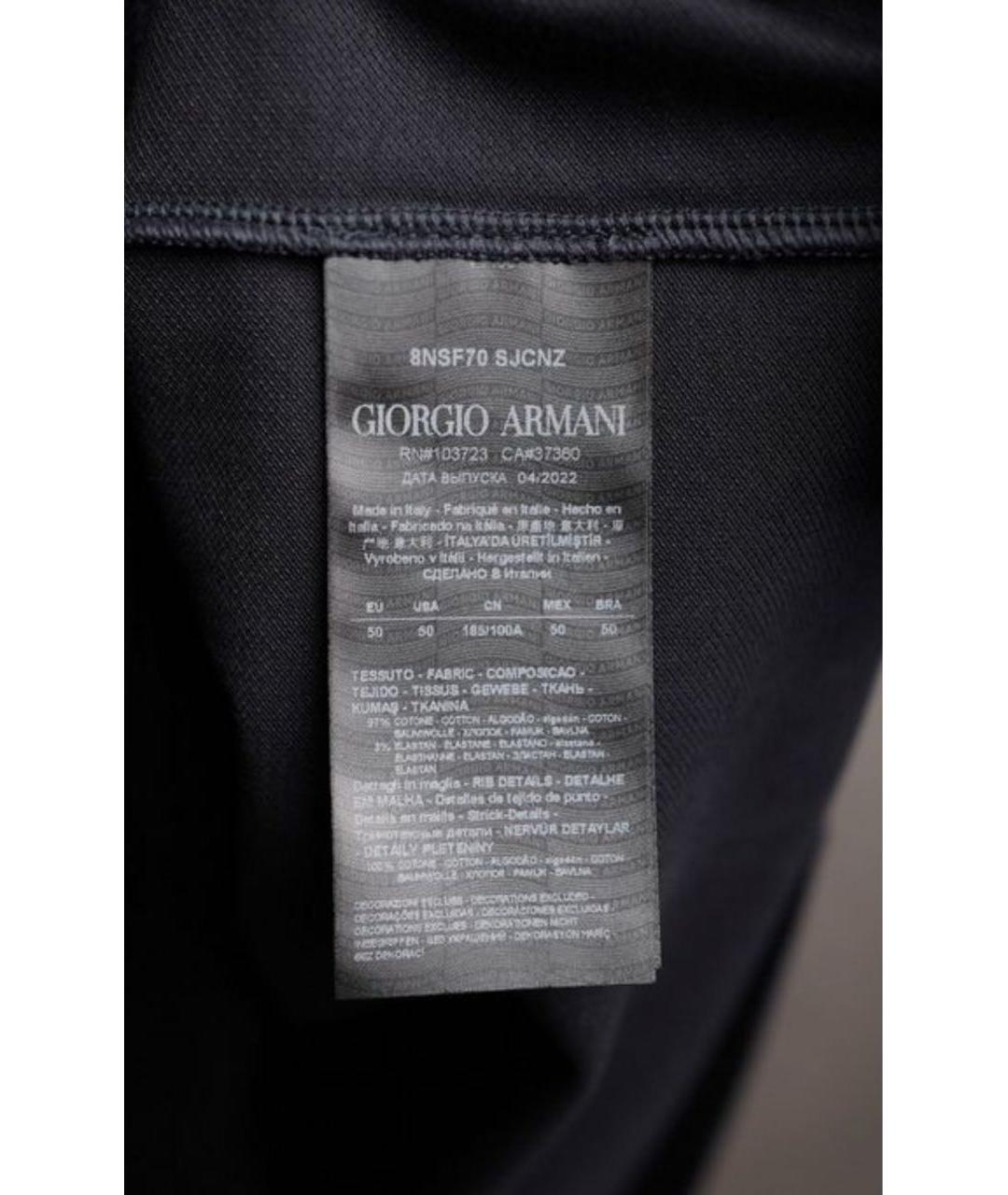 GIORGIO ARMANI Темно-синее хлопковое поло с коротким рукавом, фото 6