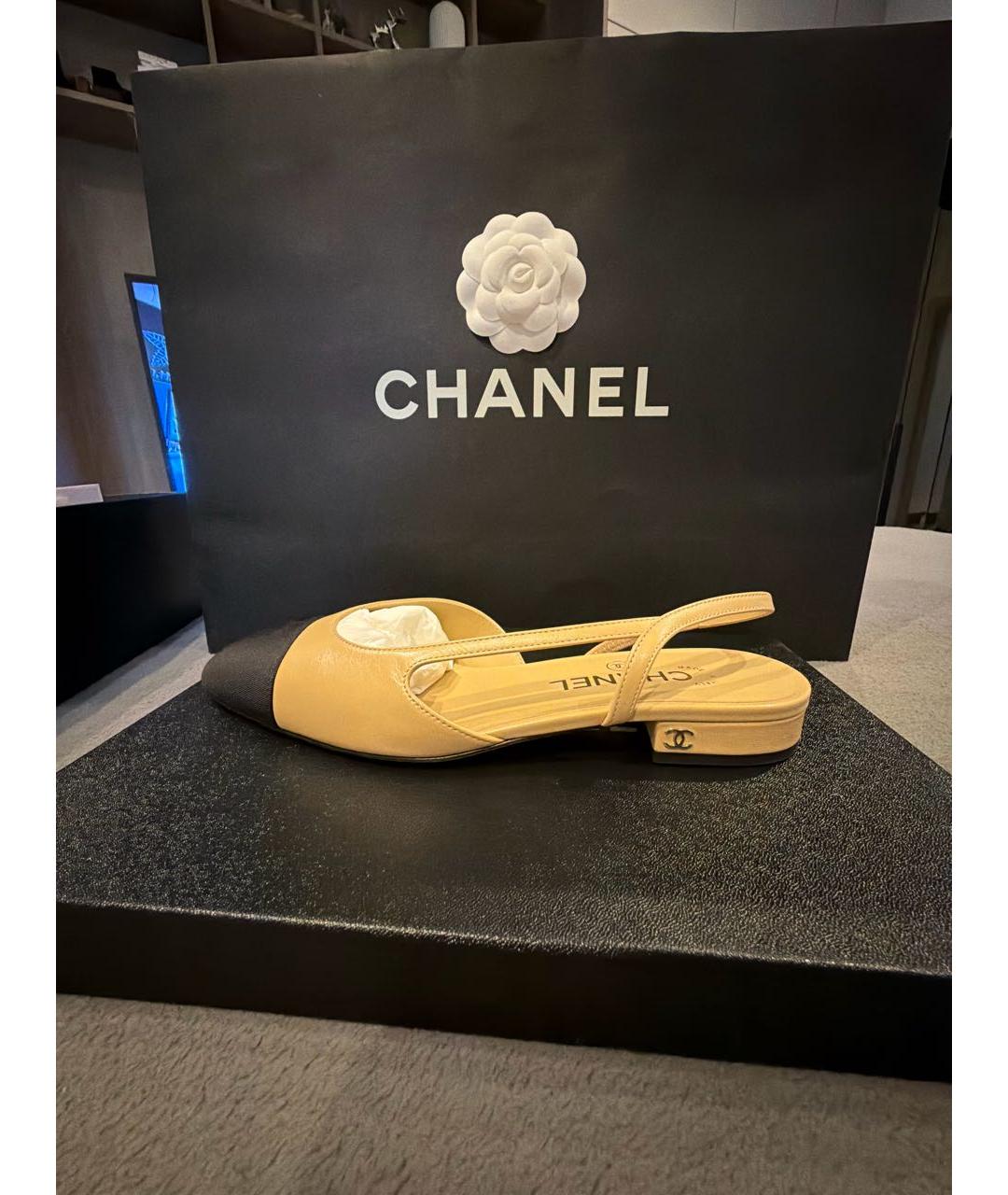 CHANEL Бежевые кожаные балетки, фото 7