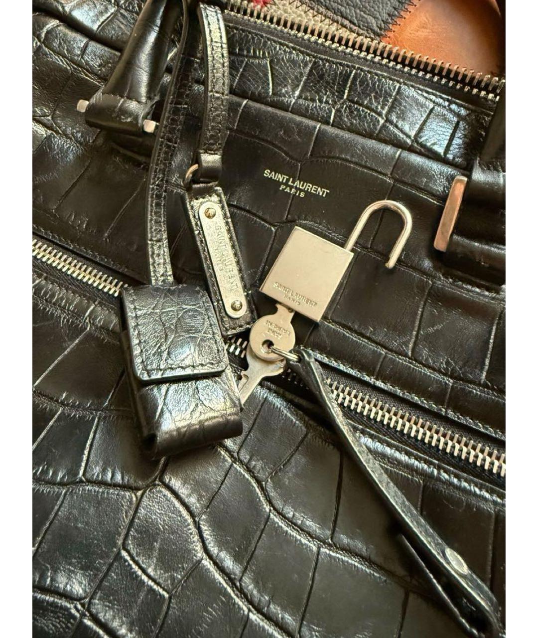 SAINT LAURENT Черный кожаный портфель, фото 3