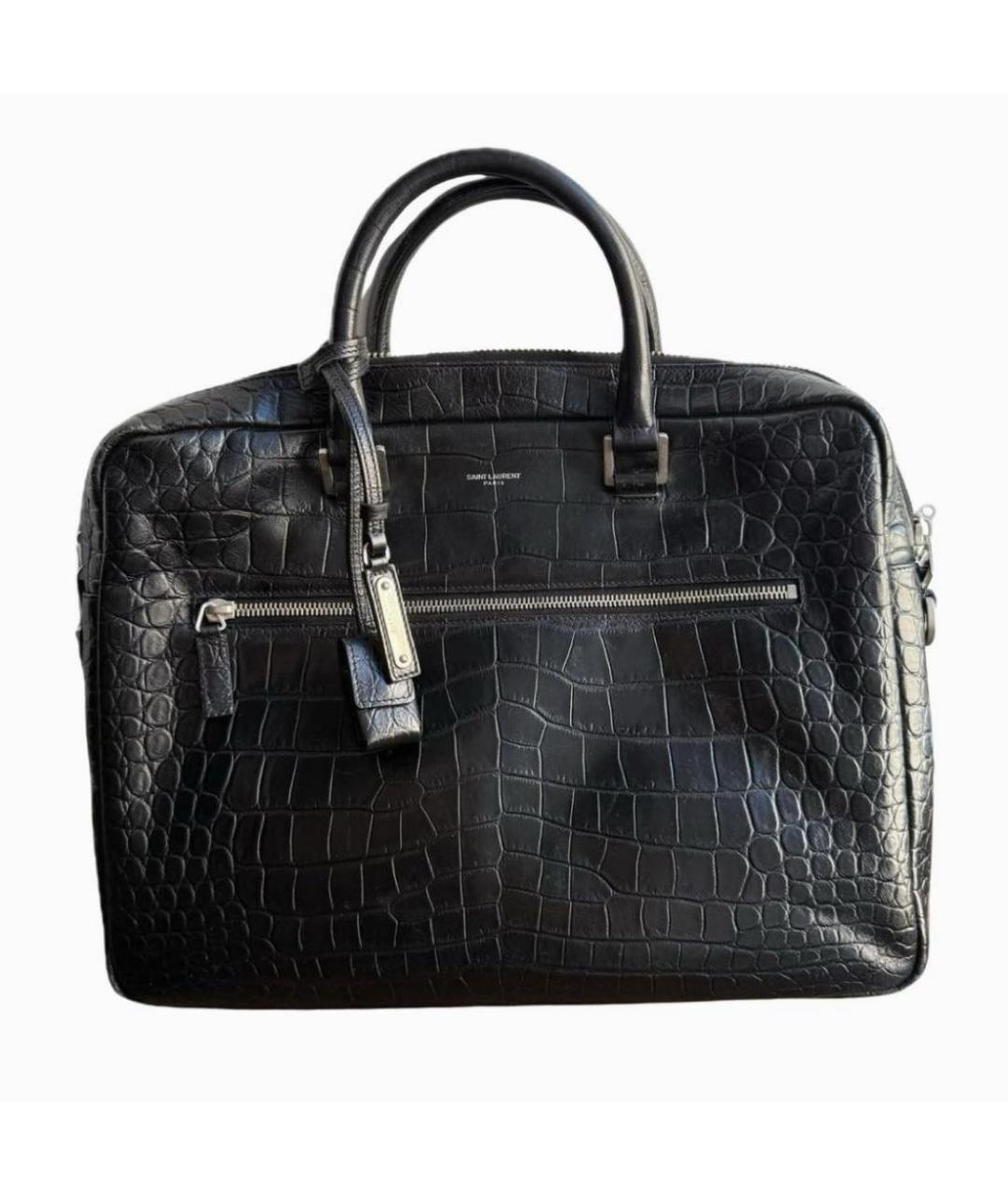 SAINT LAURENT Черный кожаный портфель, фото 8