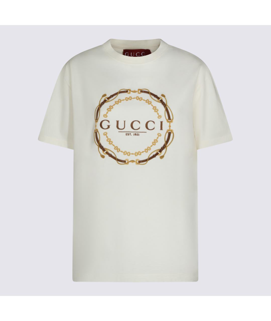 GUCCI Белая хлопковая футболка, фото 4