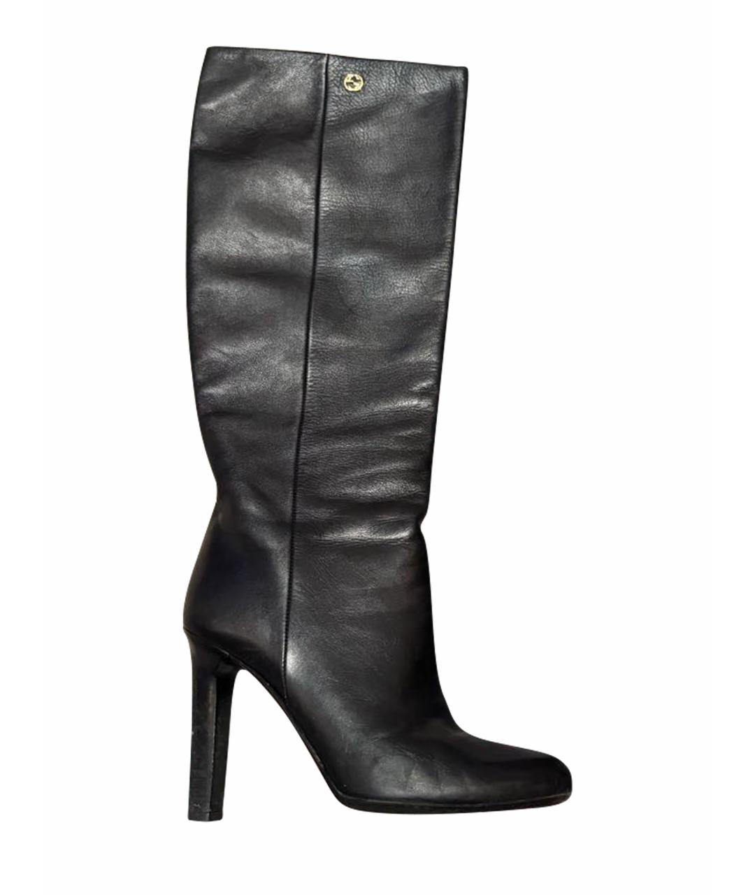 GUCCI Черные кожаные сапоги, фото 1
