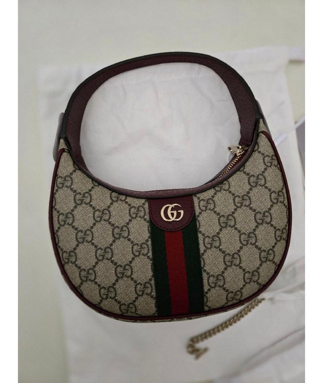 GUCCI Бежевая кожаная сумка с короткими ручками, фото 8