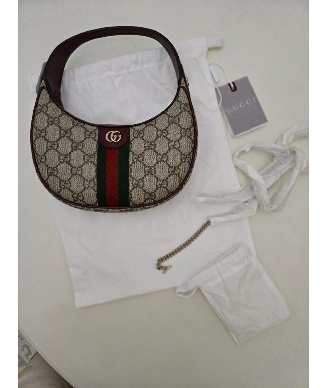 GUCCI Бежевая кожаная сумка с короткими ручками, фото 6