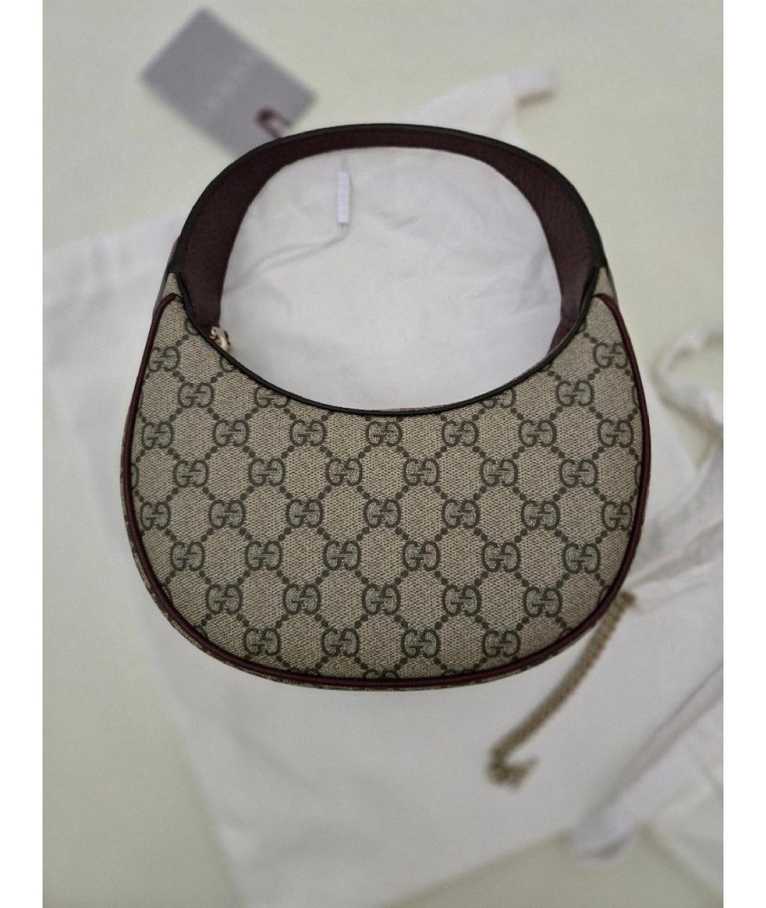 GUCCI Бежевая кожаная сумка с короткими ручками, фото 3