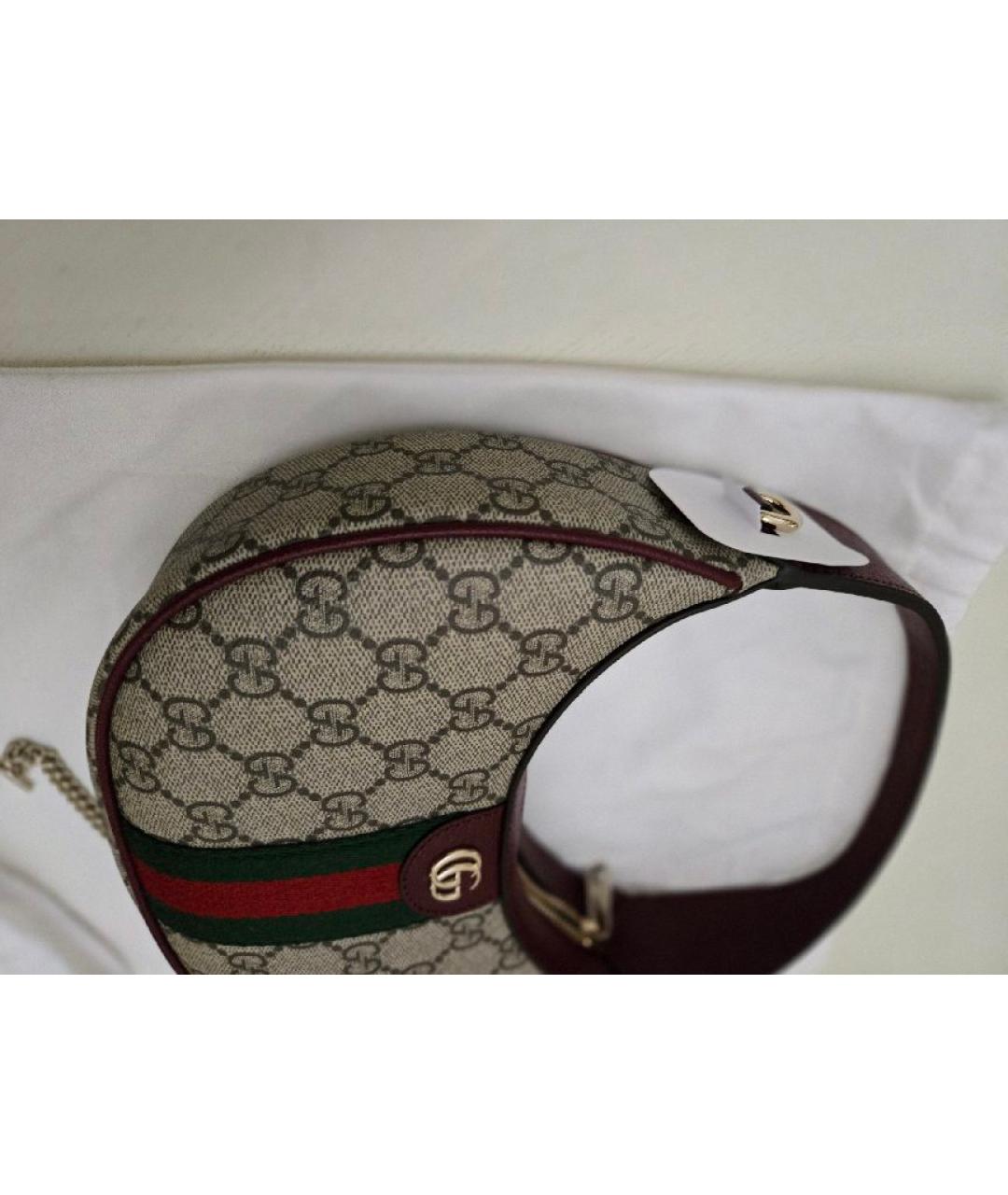 GUCCI Бежевая кожаная сумка с короткими ручками, фото 2