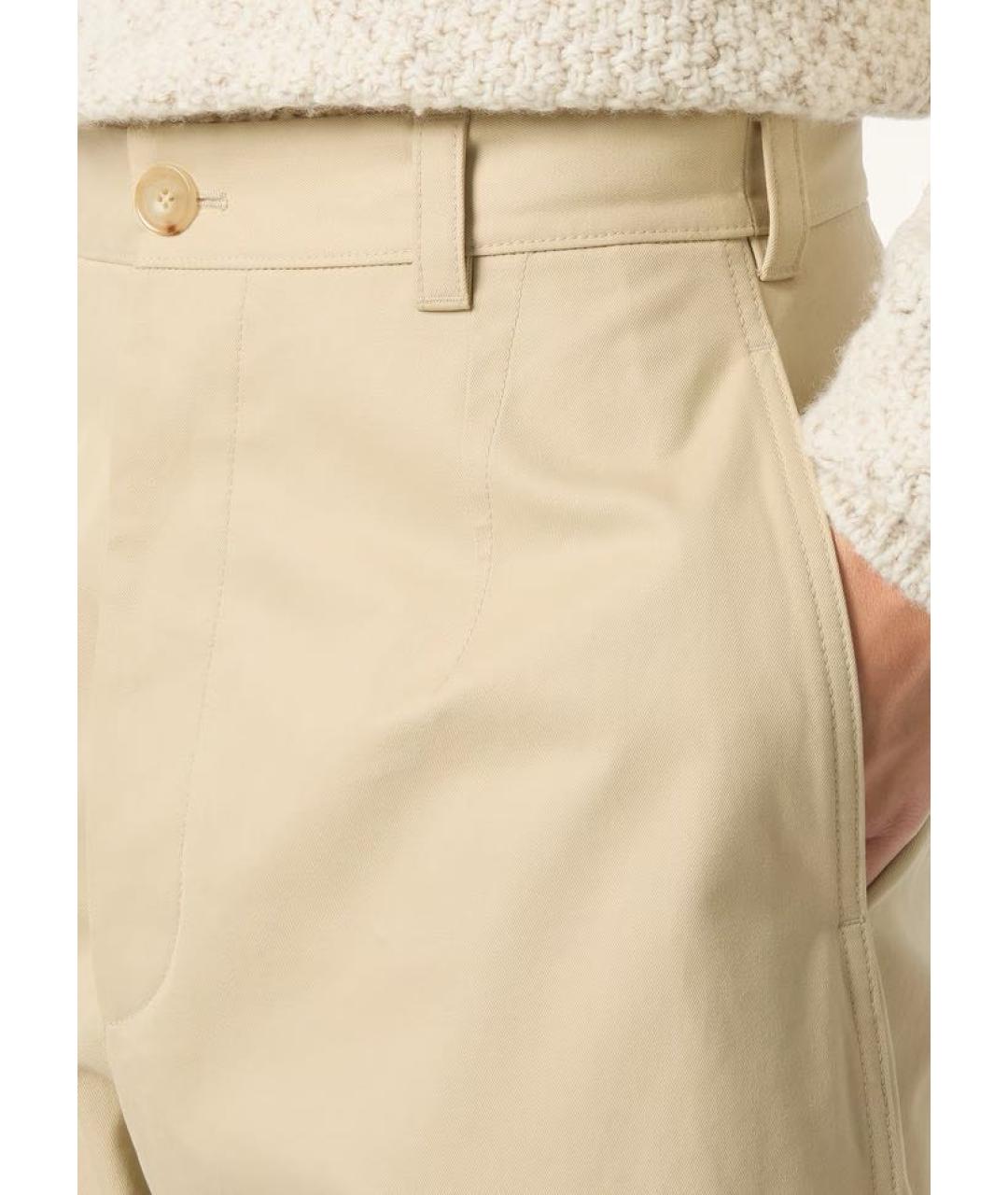 LORO PIANA Бежевые хлопковые повседневные брюки, фото 4