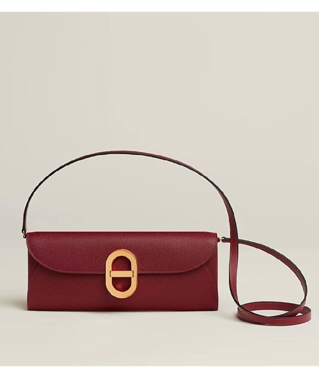 HERMES Бордовая кожаная сумка через плечо, фото 10