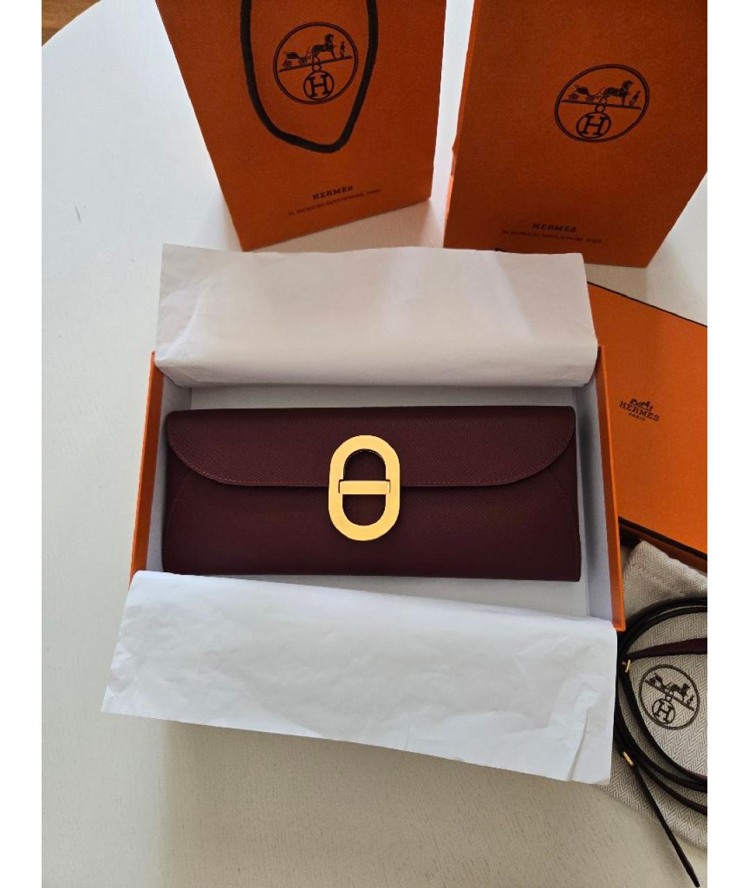 HERMES Бордовая кожаная сумка через плечо, фото 5