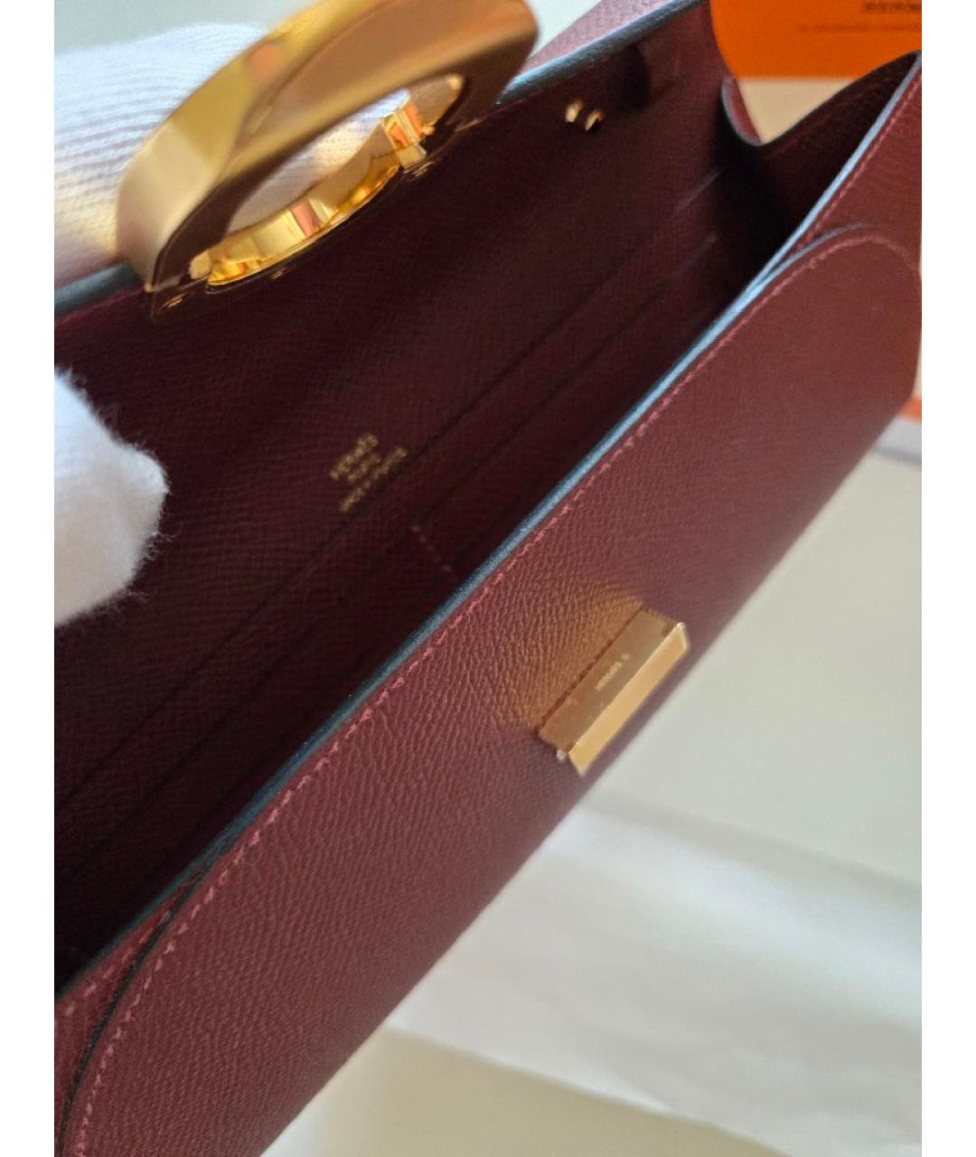 HERMES Бордовая кожаная сумка через плечо, фото 4
