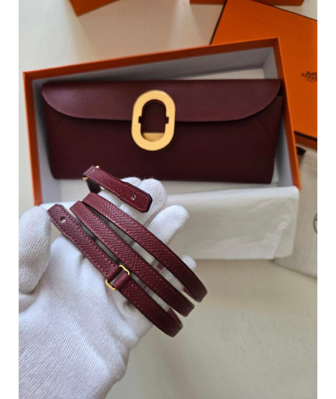 HERMES Бордовая кожаная сумка через плечо, фото 7