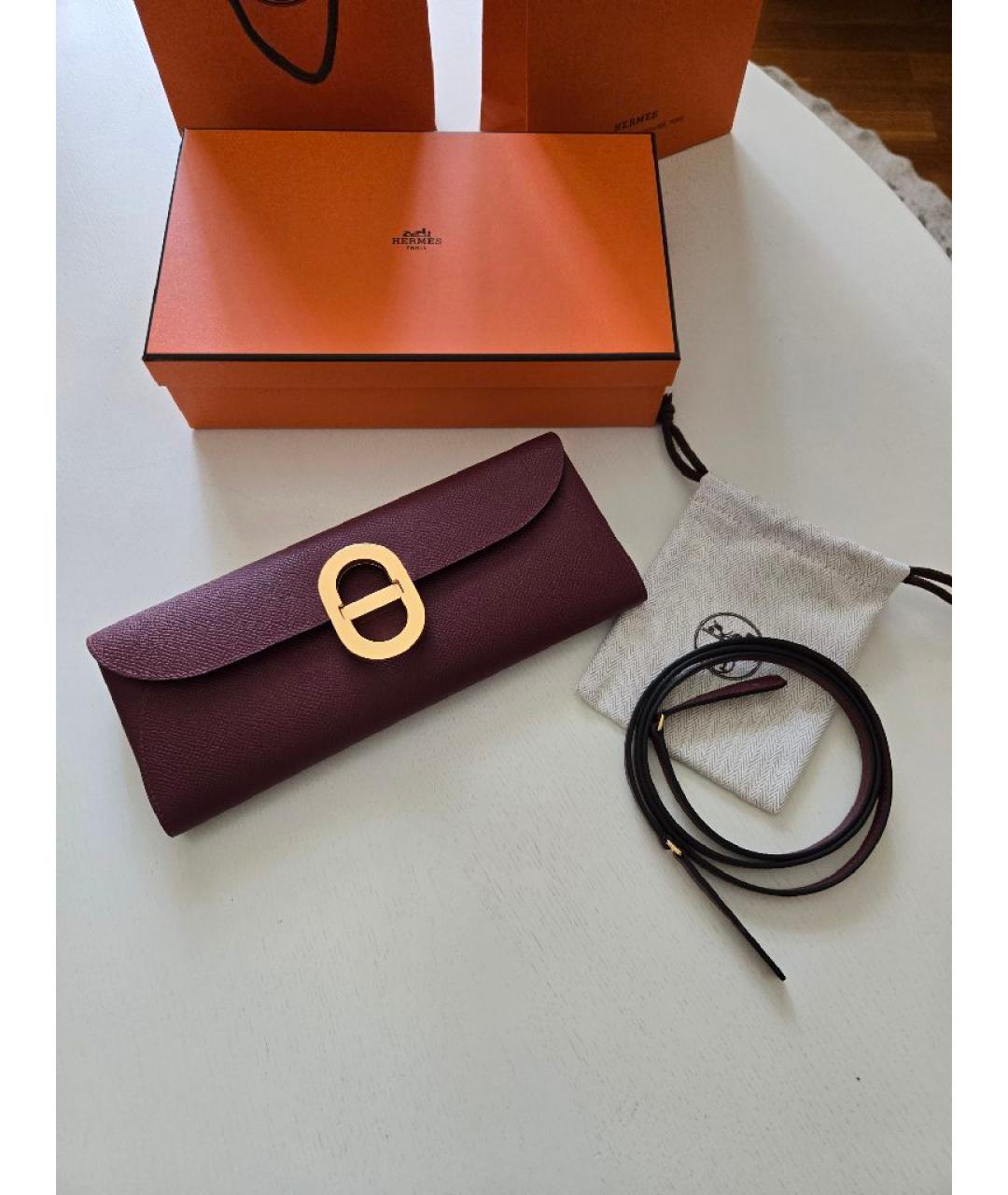 HERMES Бордовая кожаная сумка через плечо, фото 2