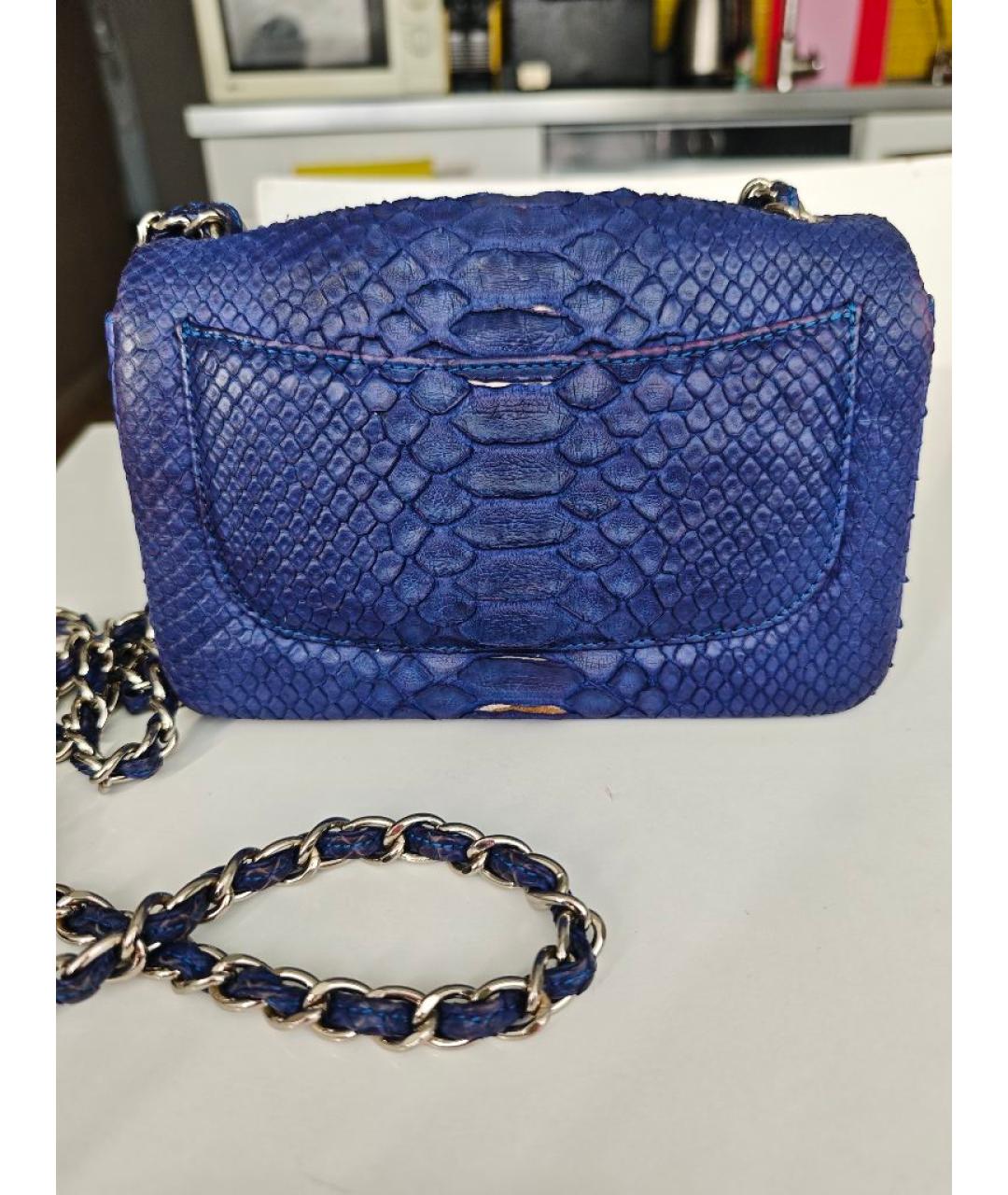 CHANEL Синяя сумка через плечо из экзотической кожи, фото 4