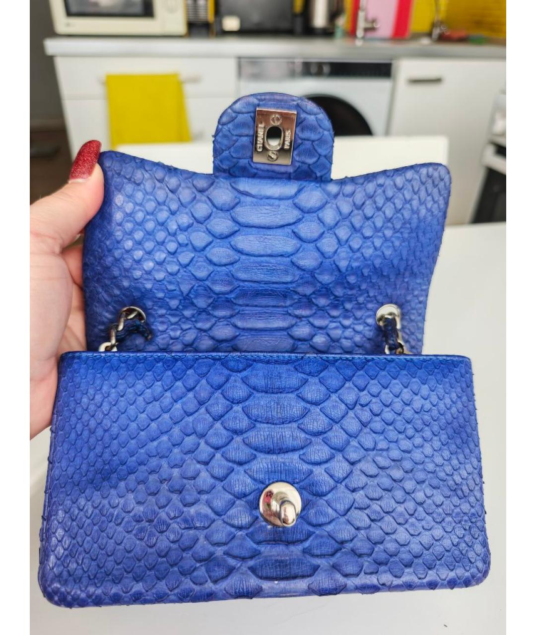CHANEL Синяя сумка через плечо из экзотической кожи, фото 3
