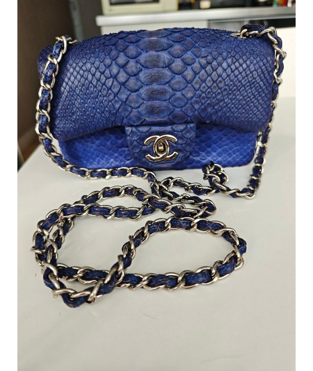 CHANEL Синяя сумка через плечо из экзотической кожи, фото 10