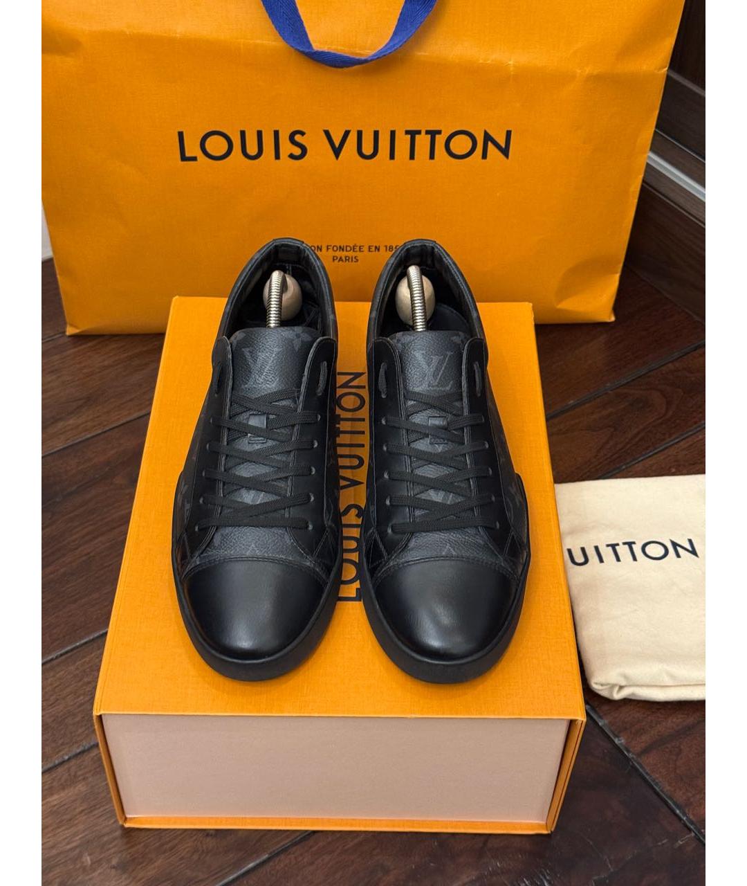 LOUIS VUITTON Черные кожаные низкие кроссовки / кеды, фото 5