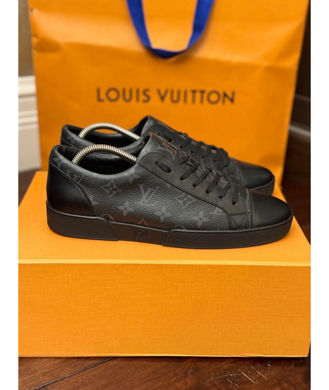 LOUIS VUITTON Черные кожаные низкие кроссовки / кеды, фото 6