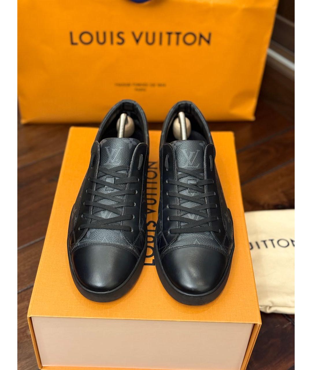 LOUIS VUITTON Черные кожаные низкие кроссовки / кеды, фото 2