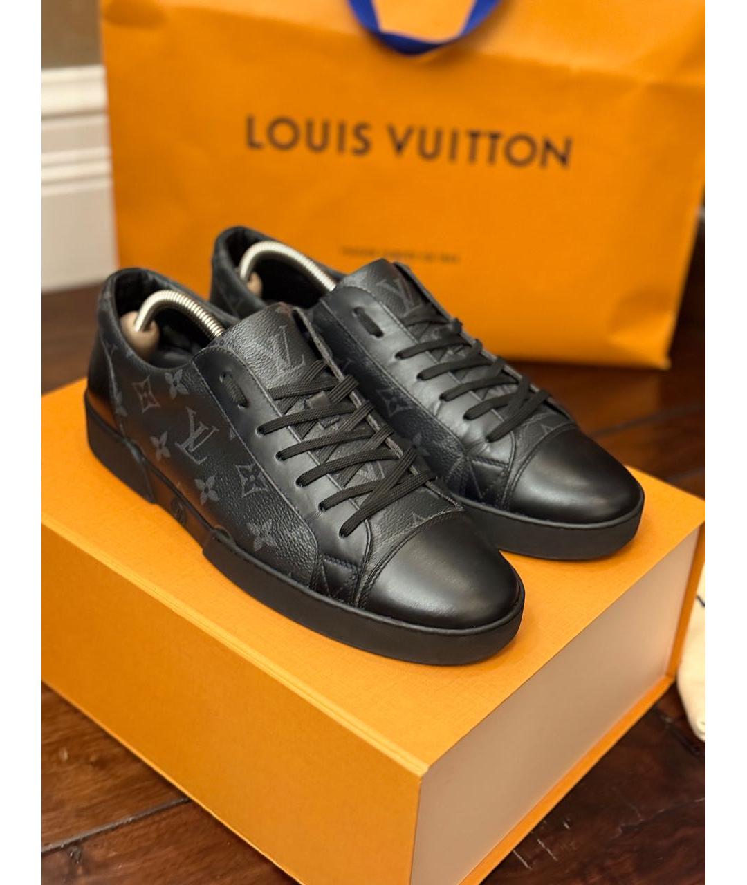 LOUIS VUITTON Черные кожаные низкие кроссовки / кеды, фото 4
