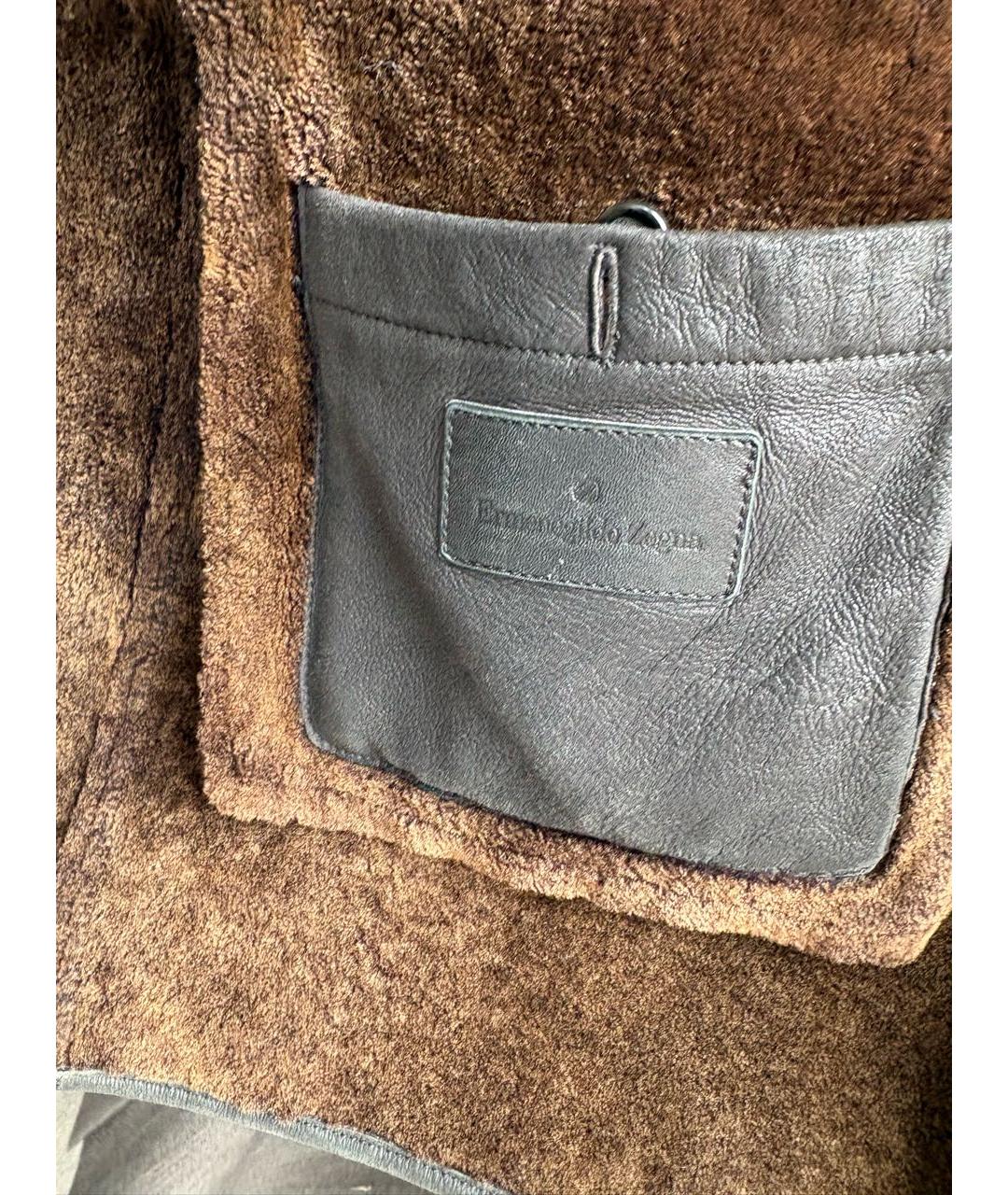 ERMENEGILDO ZEGNA XXX Антрацитовая кожаная дубленка/шуба, фото 4