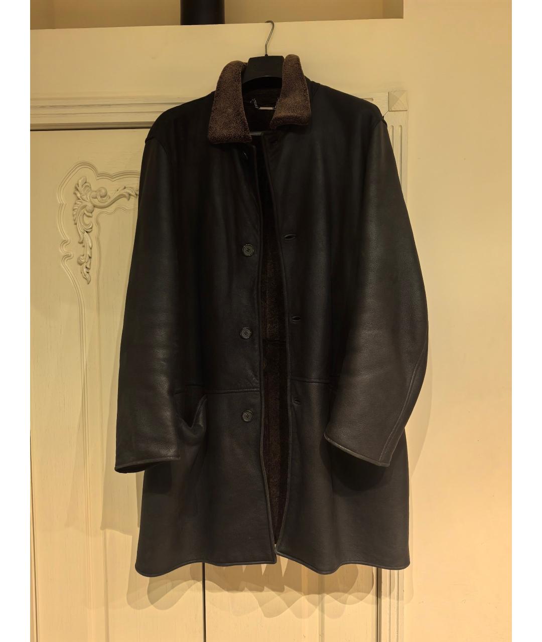 ERMENEGILDO ZEGNA XXX Антрацитовая кожаная дубленка/шуба, фото 5