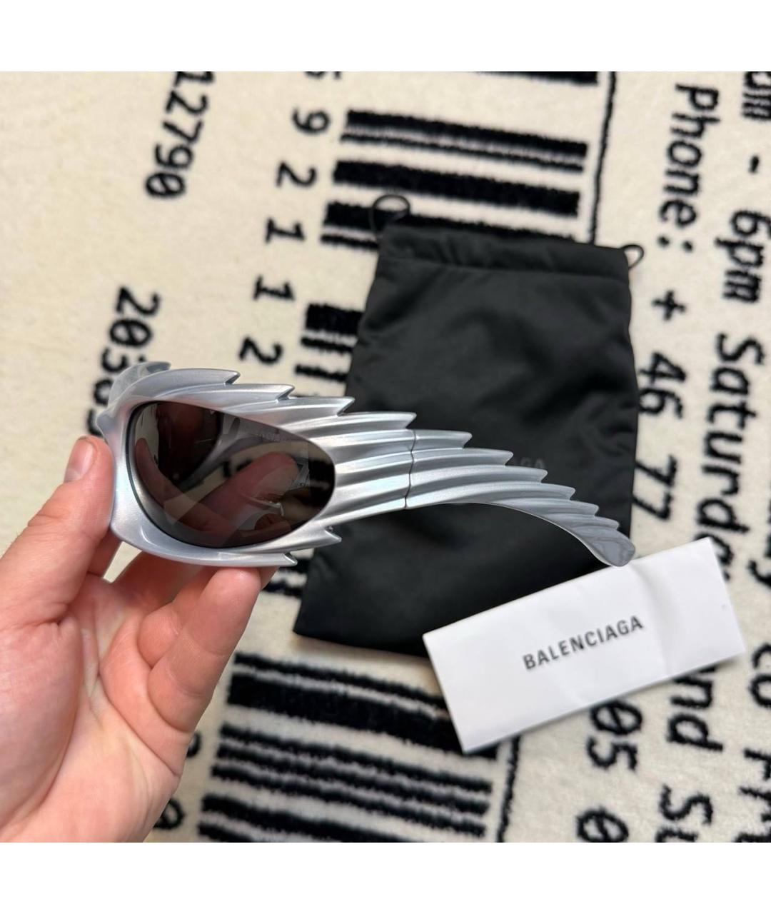 BALENCIAGA Серые пластиковые солнцезащитные очки, фото 4