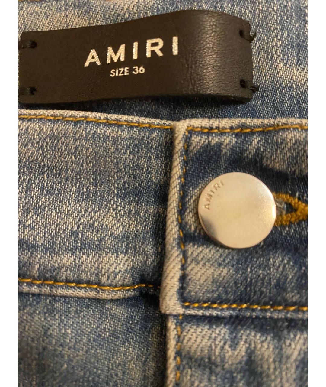 AMIRI Синие хлопковые джинсы скинни, фото 4