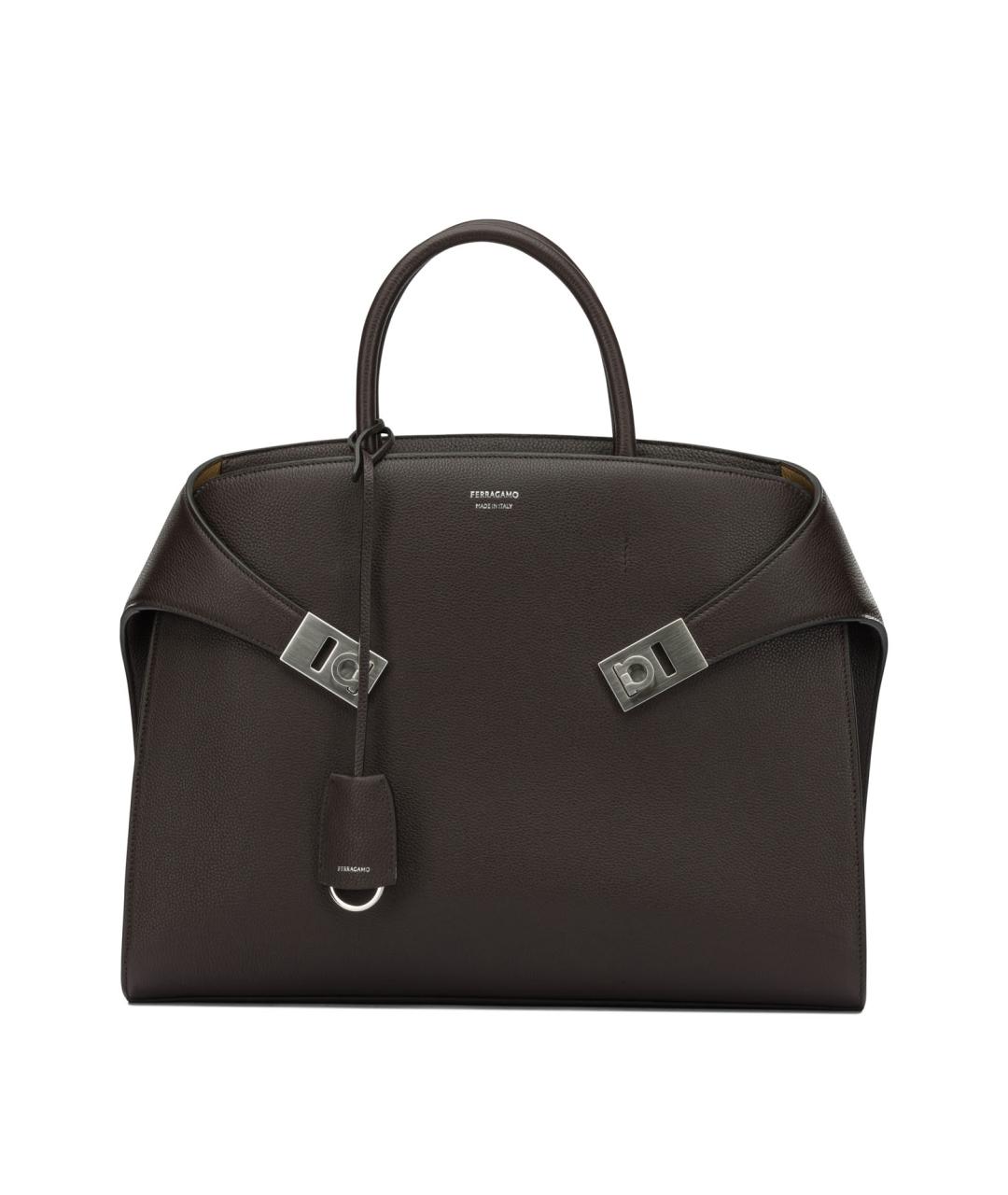 FERRAGAMO Коричневая кожаная сумка тоут, фото 1