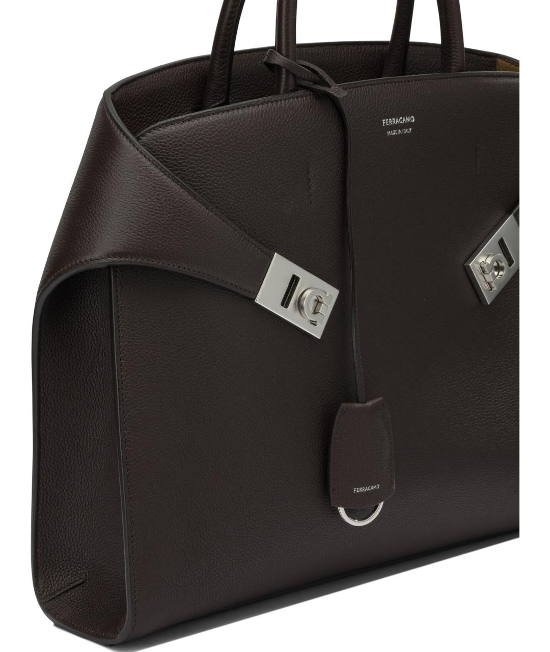 FERRAGAMO Коричневая кожаная сумка тоут, фото 4