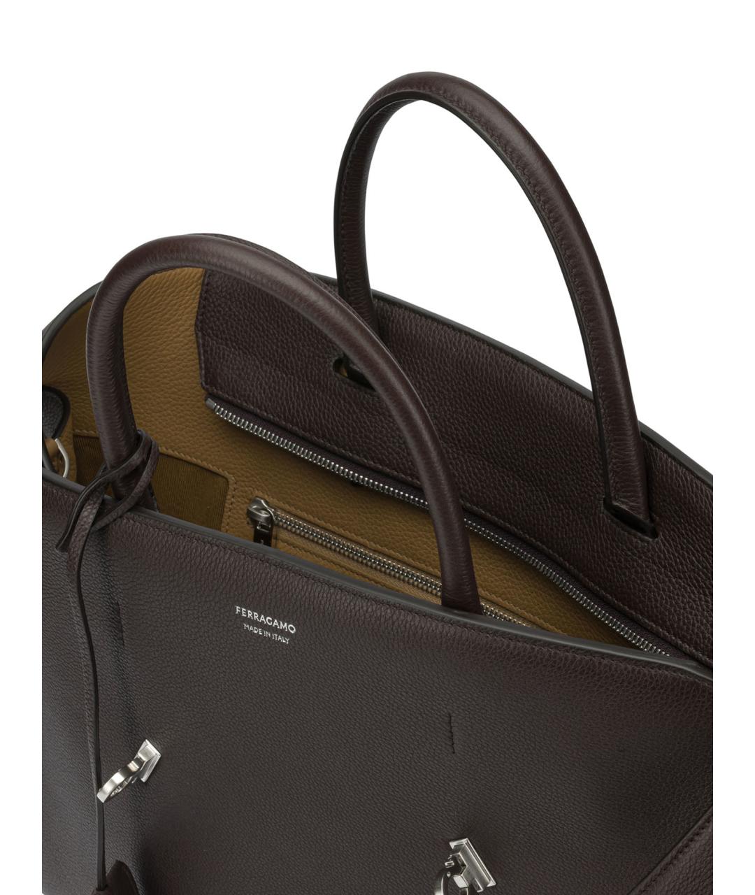 FERRAGAMO Коричневая кожаная сумка тоут, фото 5