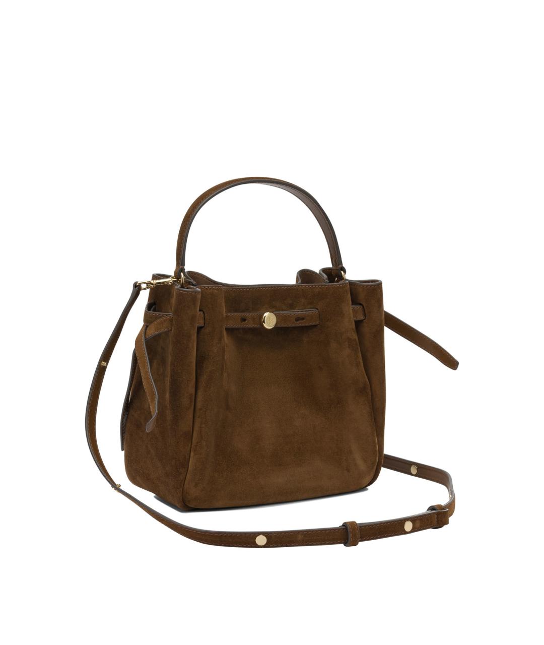 TORY BURCH Коричневая замшевая сумка с короткими ручками, фото 2