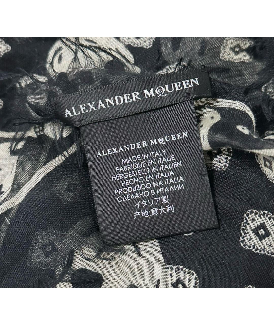 ALEXANDER MCQUEEN Черный шелковый шарф, фото 5