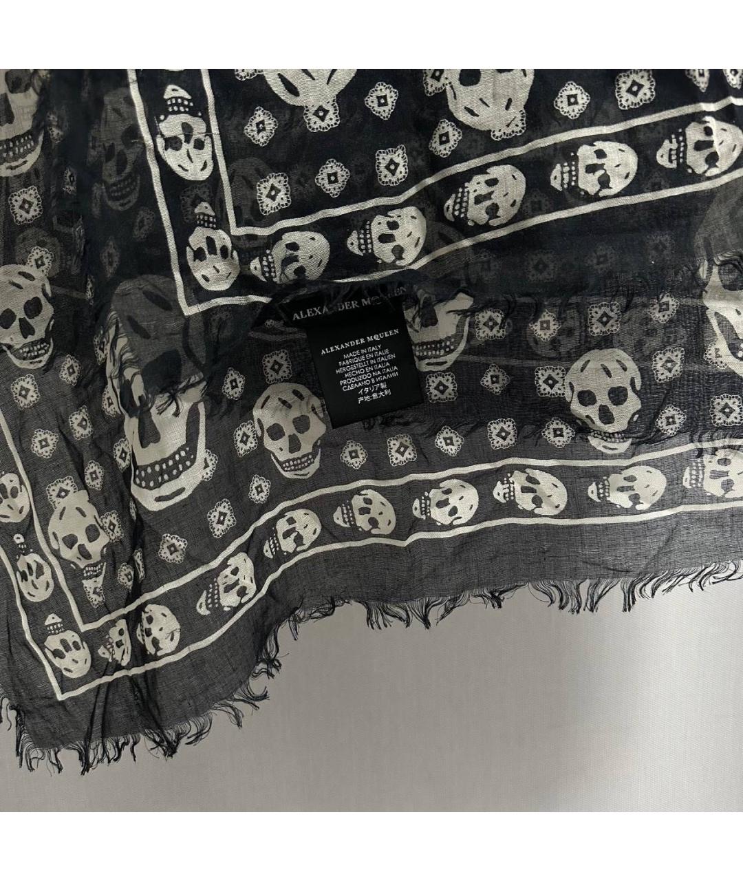 ALEXANDER MCQUEEN Черный шелковый шарф, фото 3