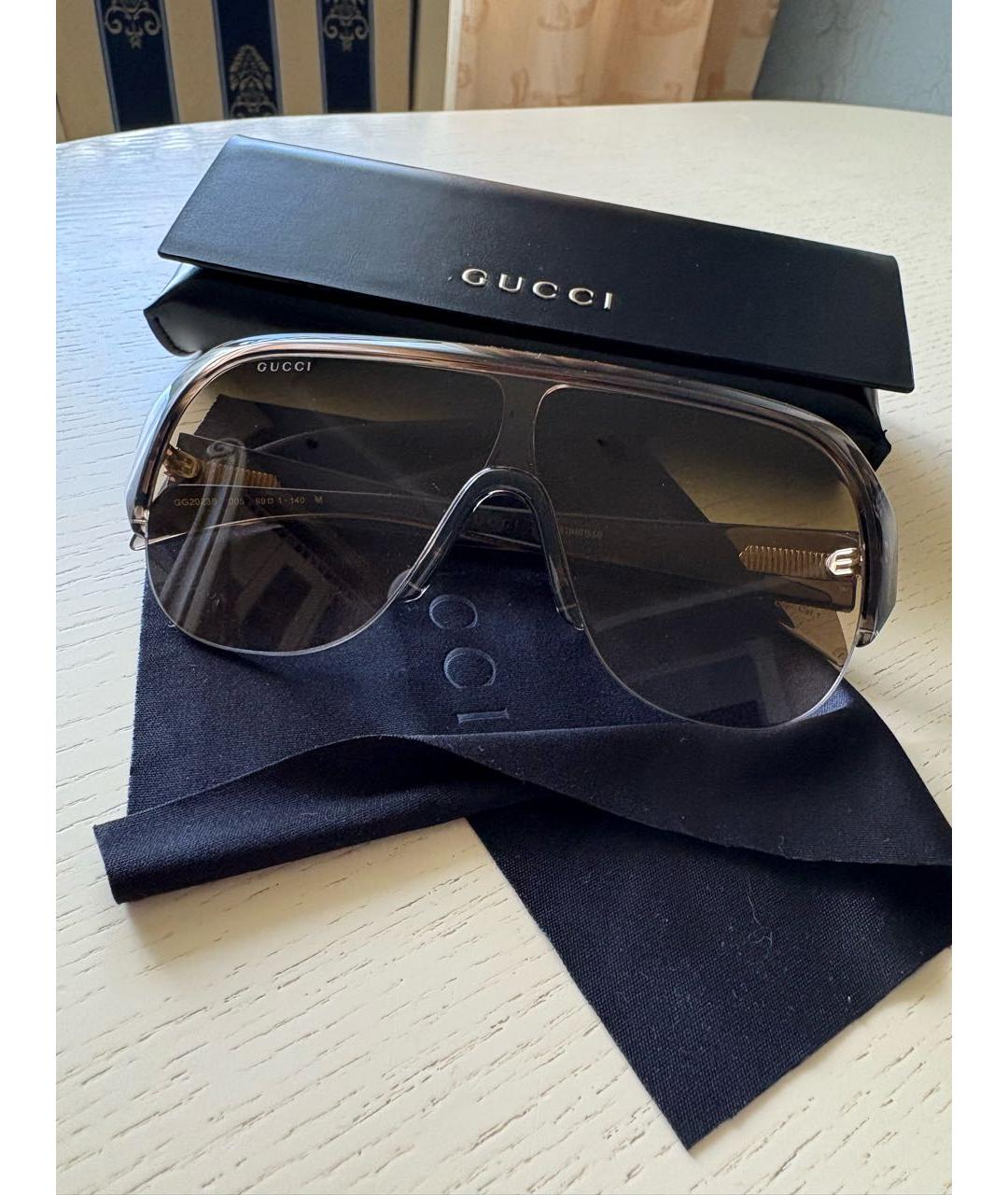 GUCCI Бежевые пластиковые солнцезащитные очки, фото 2