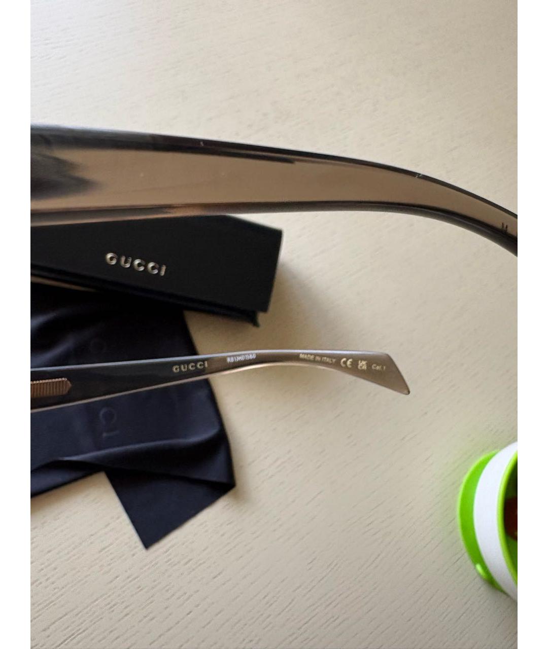 GUCCI Бежевые пластиковые солнцезащитные очки, фото 4