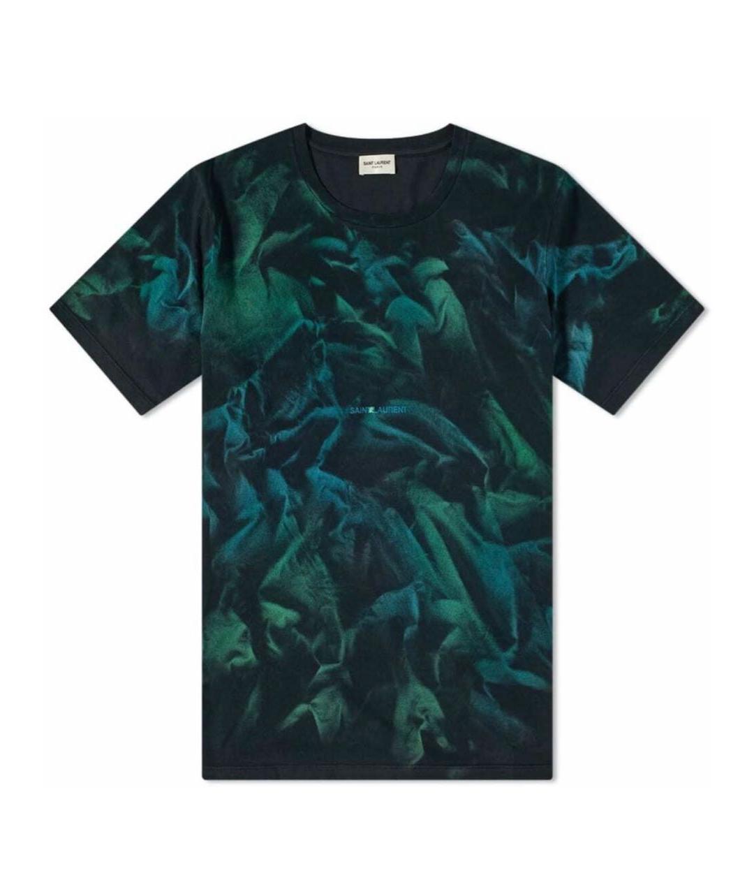 SAINT LAURENT Зеленая хлопковая футболка, фото 1