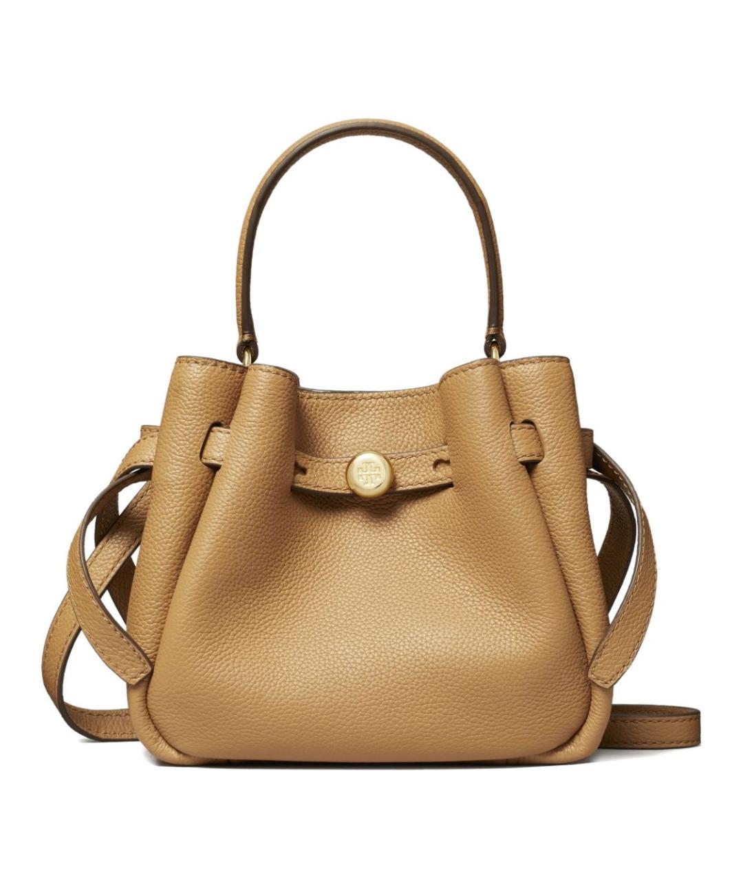 TORY BURCH Бежевая кожаная сумка с короткими ручками, фото 1