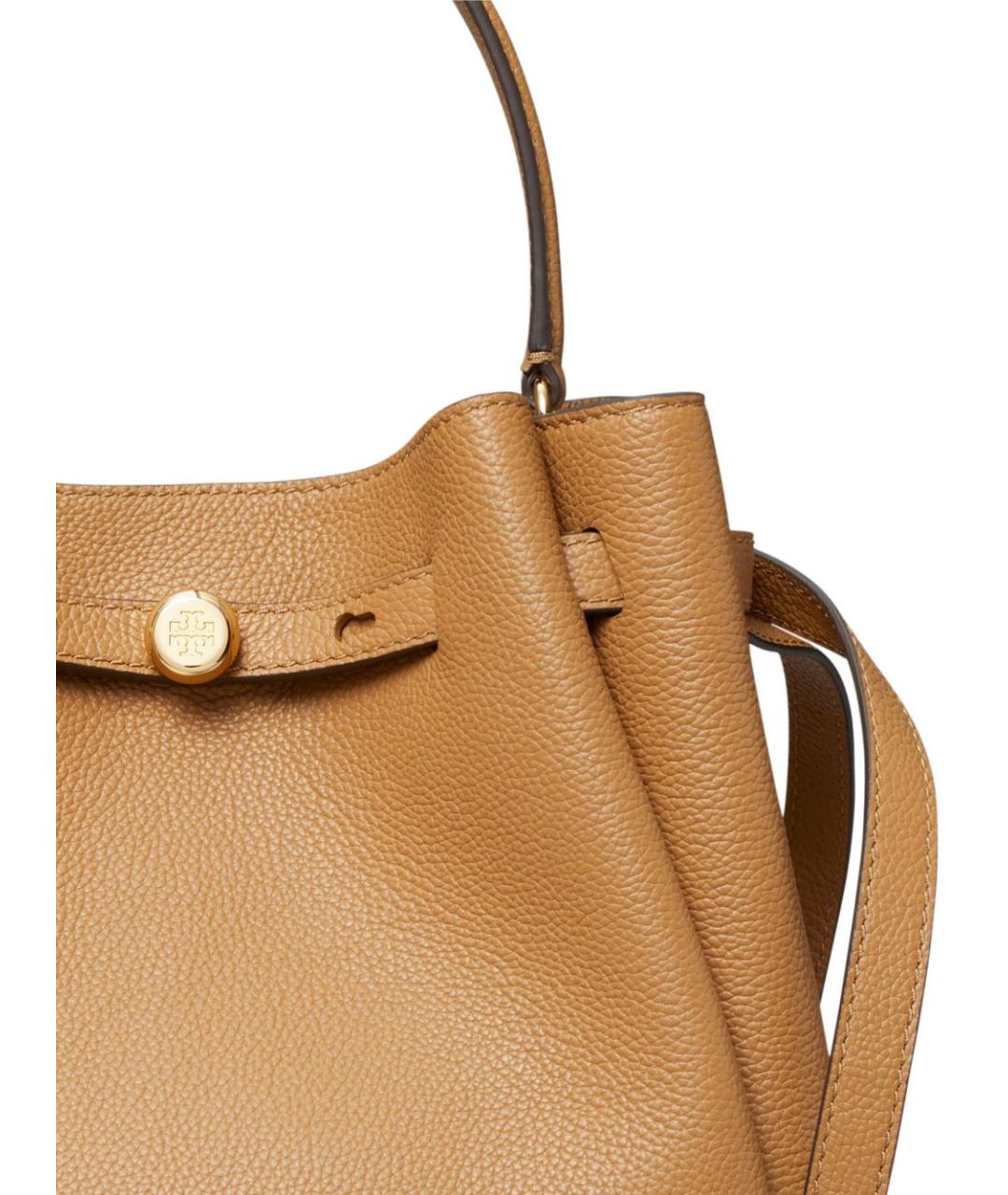 TORY BURCH Коричневая кожаная сумка с короткими ручками, фото 6
