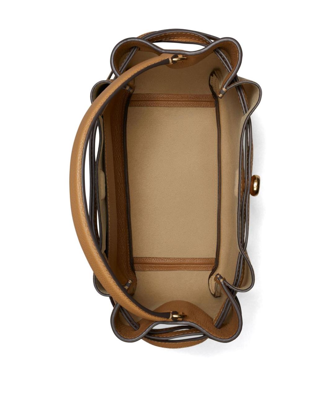 TORY BURCH Коричневая кожаная сумка с короткими ручками, фото 3