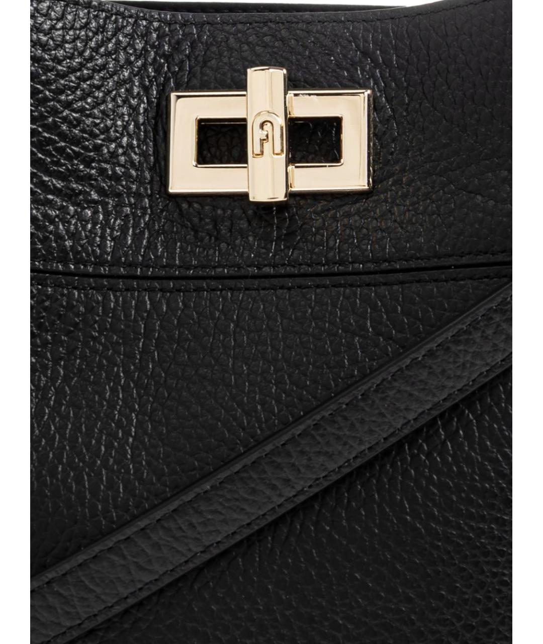 FURLA Черная кожаная сумка тоут, фото 6