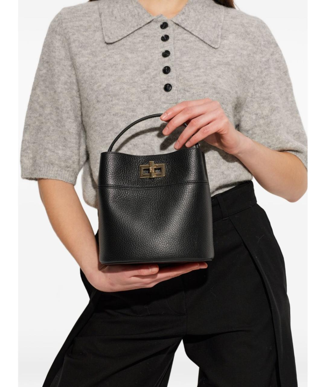 FURLA Черная кожаная сумка тоут, фото 5