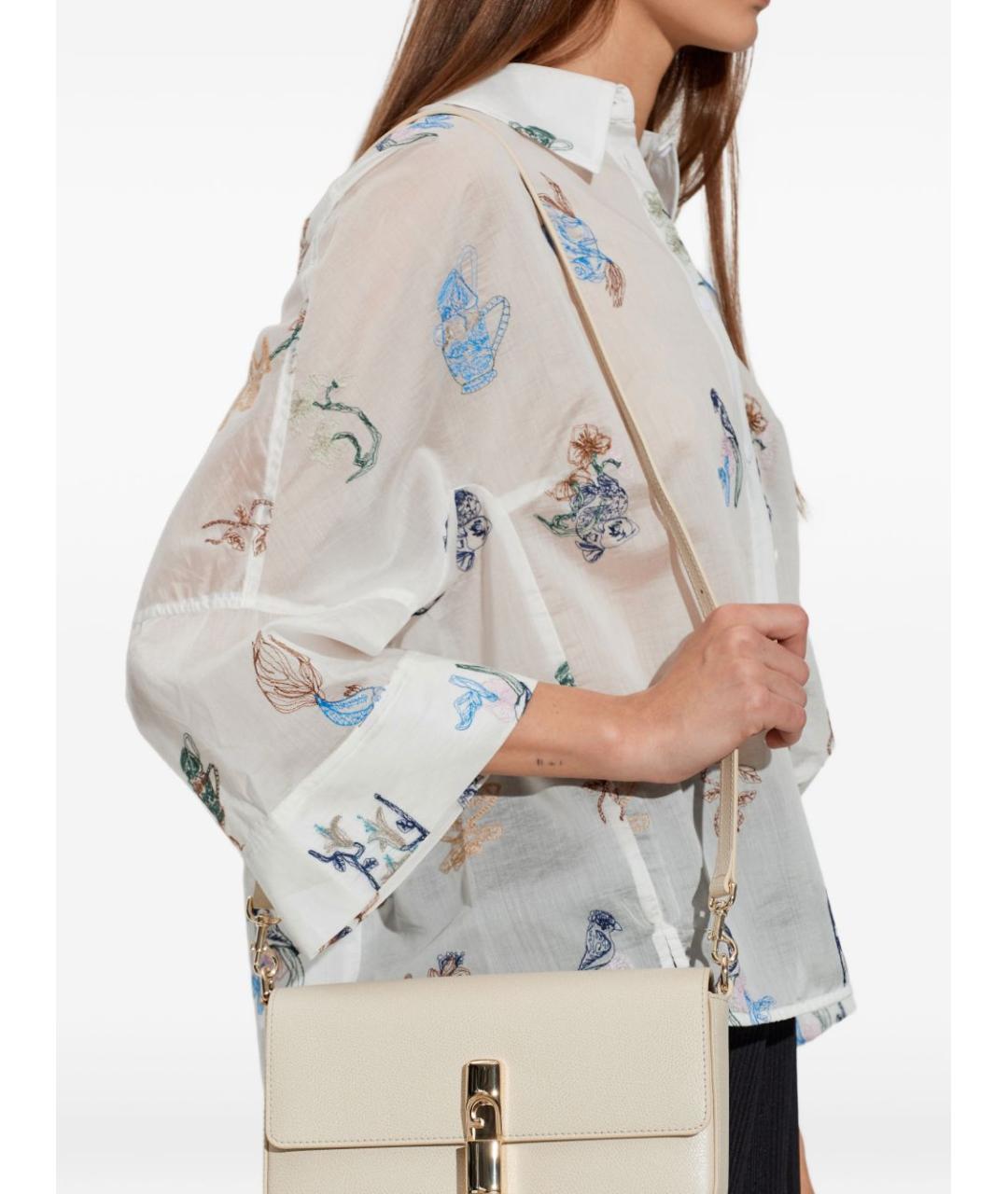 FURLA Бежевая кожаная сумка через плечо, фото 4
