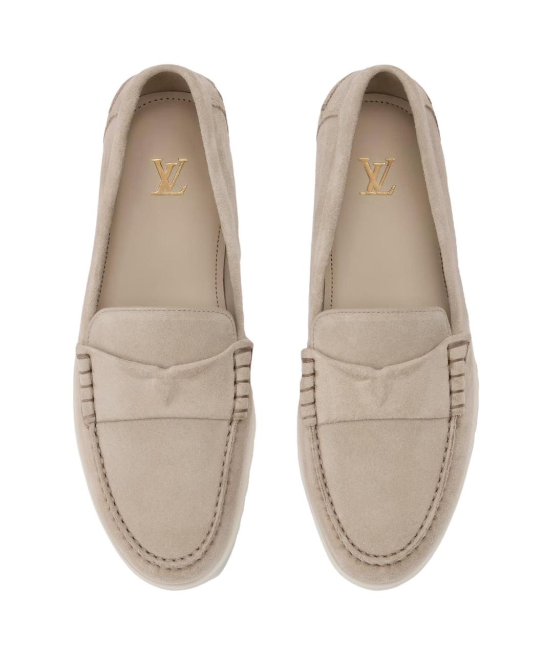 LOUIS VUITTON Серые замшевые лоферы, фото 4