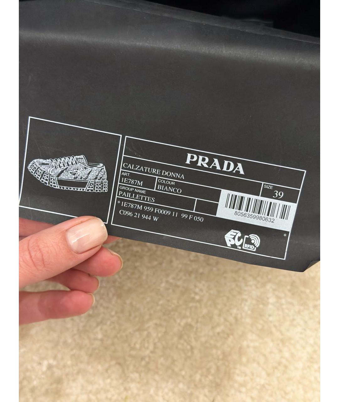 PRADA Белые текстильные кеды, фото 8
