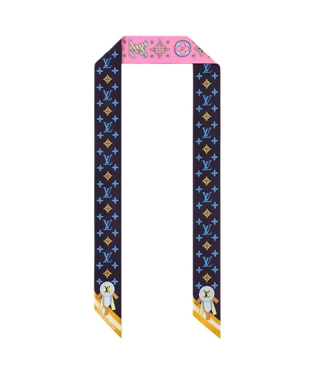 LOUIS VUITTON Розовый шелковый шарф, фото 2