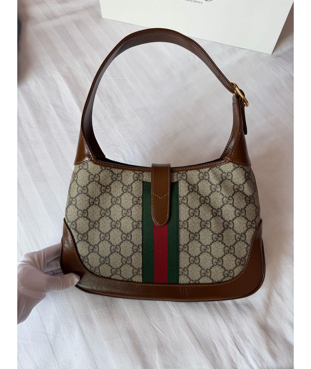 GUCCI Коричневая кожаная сумка с короткими ручками, фото 3